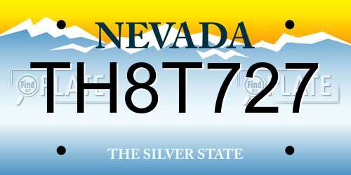 TH8T727 Nevada License Plate