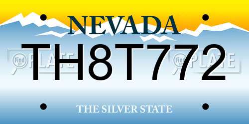 TH8T772 Nevada License Plate