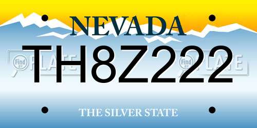 TH8Z222 Nevada License Plate