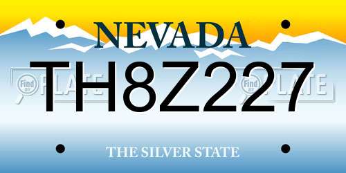 TH8Z227 Nevada License Plate