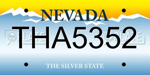 THA5352 Nevada License Plate