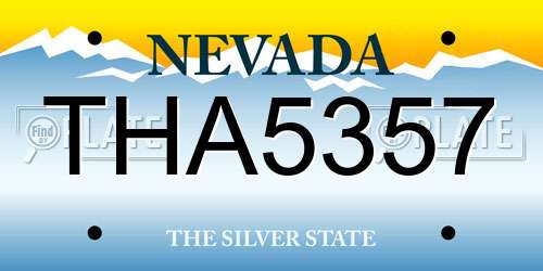 THA5357 Nevada License Plate