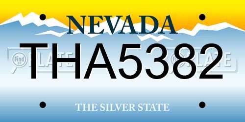 THA5382 Nevada License Plate