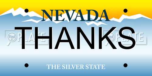 THANKS Nevada License Plate