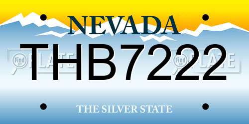 THB7222 Nevada License Plate