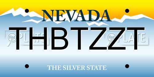 THBTZZT Nevada License Plate