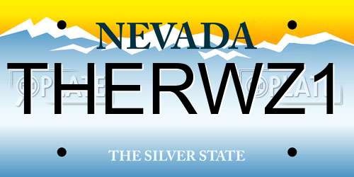 THERWZ1 Nevada License Plate