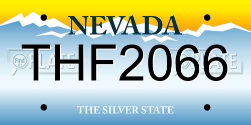 THF2066 Nevada License Plate