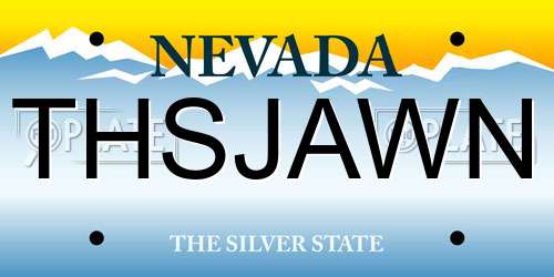 THSJAWN Nevada License Plate