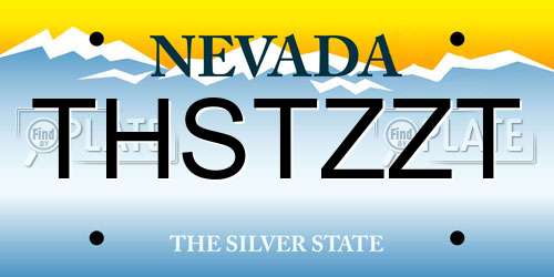 THSTZZT Nevada License Plate