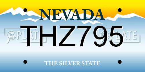 THZ795 Nevada License Plate