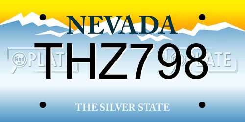 THZ798 Nevada License Plate