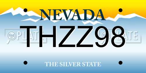 THZZ98 Nevada License Plate