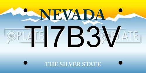 TI7B3V Nevada License Plate