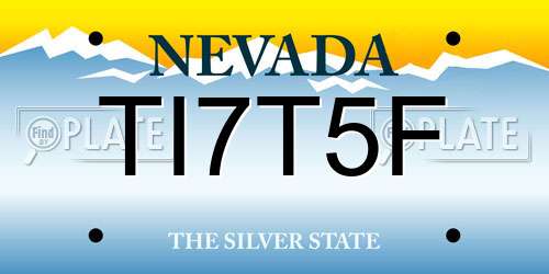TI7T5F Nevada License Plate