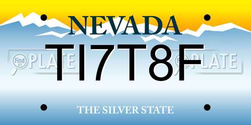 TI7T8F Nevada License Plate