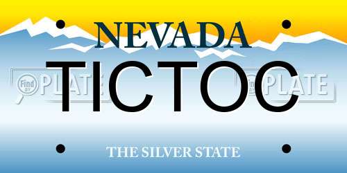 TICTOC Nevada License Plate