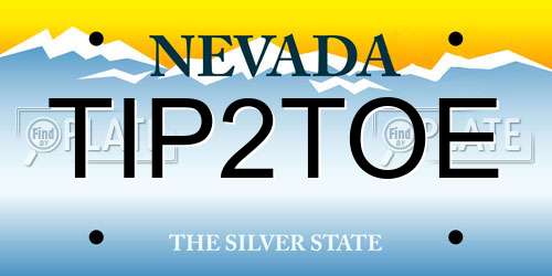 TIP2TOE Nevada License Plate