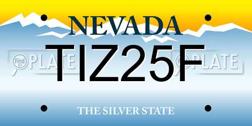 TIZ25F Nevada License Plate