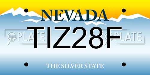 TIZ28F Nevada License Plate