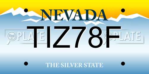 TIZ78F Nevada License Plate