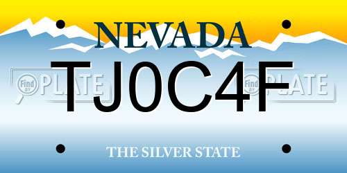 TJ0C4F Nevada License Plate