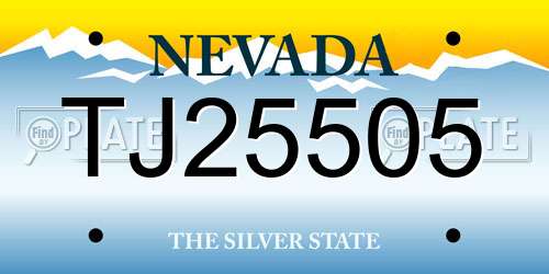 TJ25505 Nevada License Plate