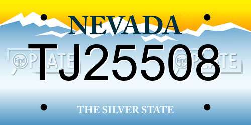 TJ25508 Nevada License Plate