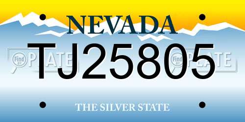 TJ25805 Nevada License Plate