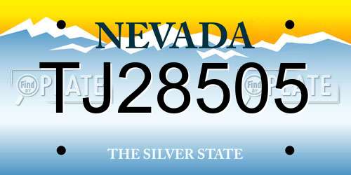 TJ28505 Nevada License Plate