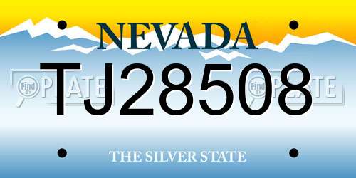 TJ28508 Nevada License Plate