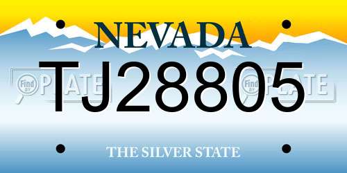 TJ28805 Nevada License Plate