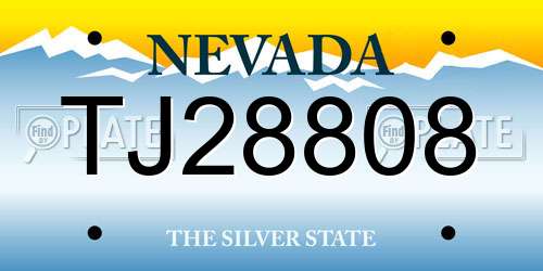 TJ28808 Nevada License Plate