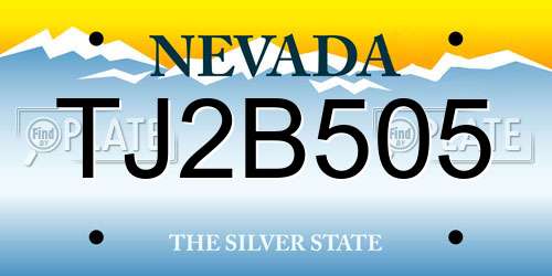 TJ2B505 Nevada License Plate