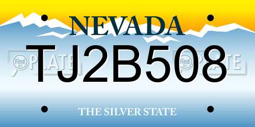 TJ2B508 Nevada License Plate