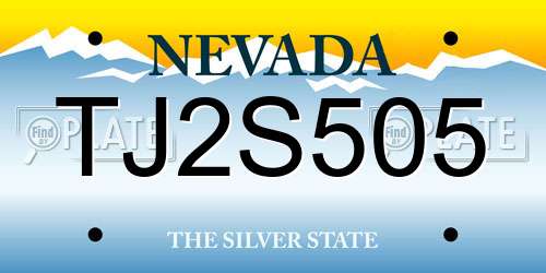 TJ2S505 Nevada License Plate