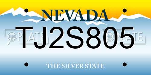 TJ2S805 Nevada License Plate