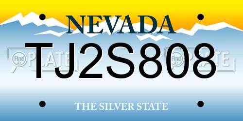 TJ2S808 Nevada License Plate