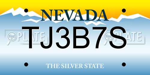 TJ3B7S Nevada License Plate