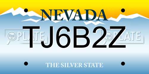 TJ6B2Z Nevada License Plate