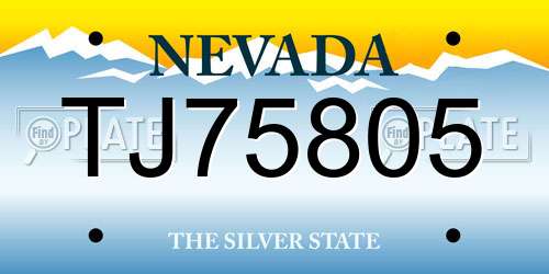 TJ75805 Nevada License Plate