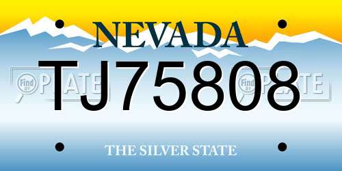 TJ75808 Nevada License Plate
