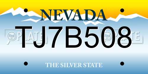 TJ7B508 Nevada License Plate