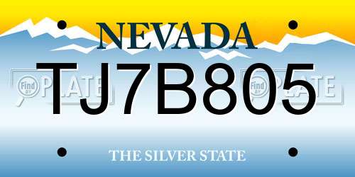 TJ7B805 Nevada License Plate