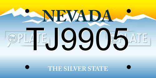 TJ9905 Nevada License Plate