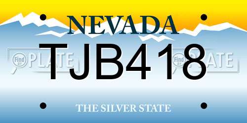 TJB418 Nevada License Plate