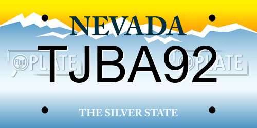 TJBA92 Nevada License Plate