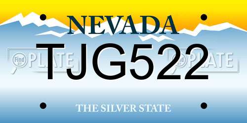 TJG522 Nevada License Plate