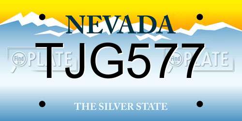 TJG577 Nevada License Plate
