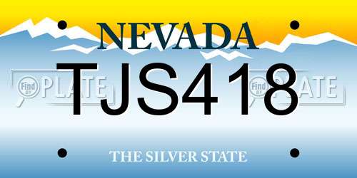 TJS418 Nevada License Plate